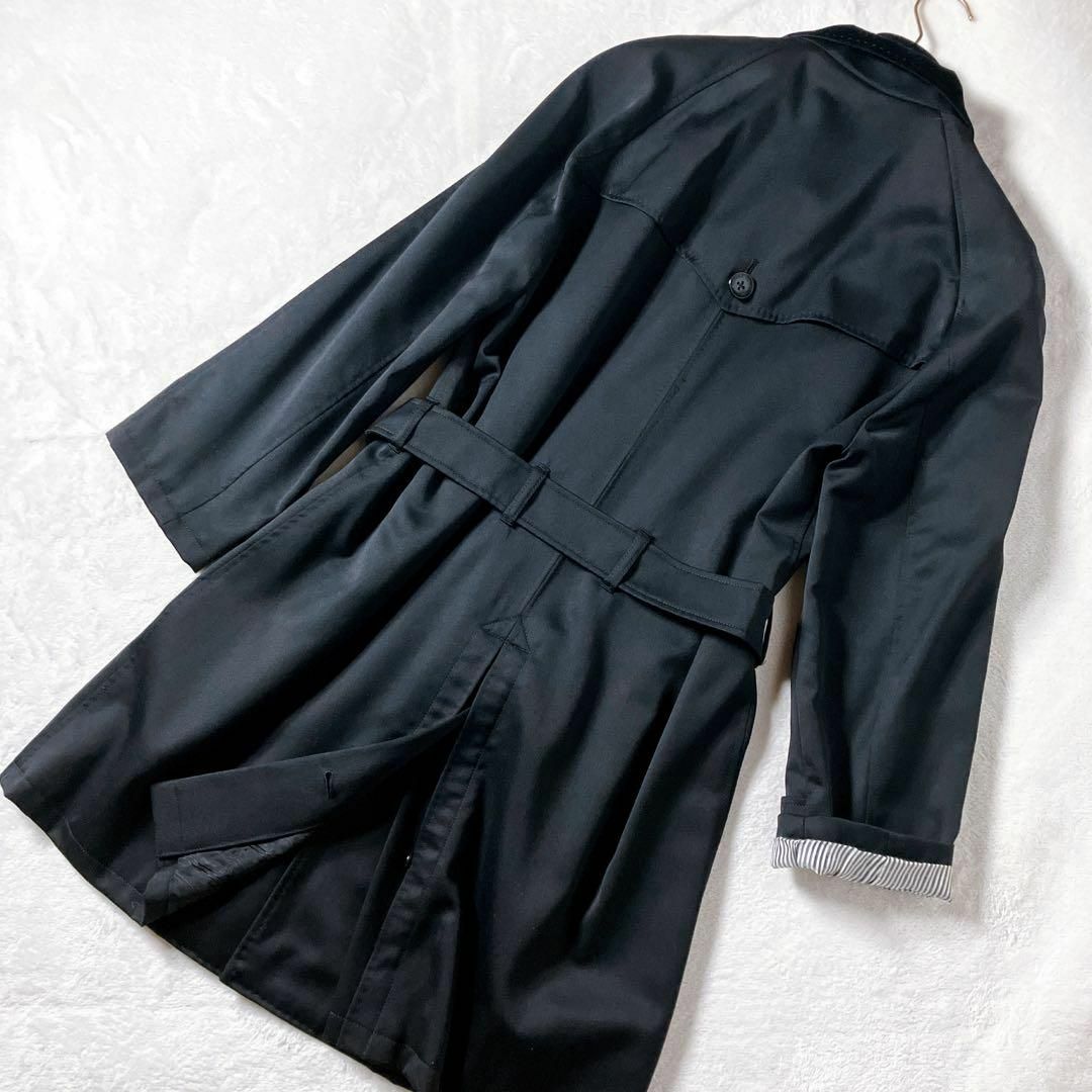 【超美品】コムサ コレクション ステンカラー トレンチ コート 黒 比翼仕立