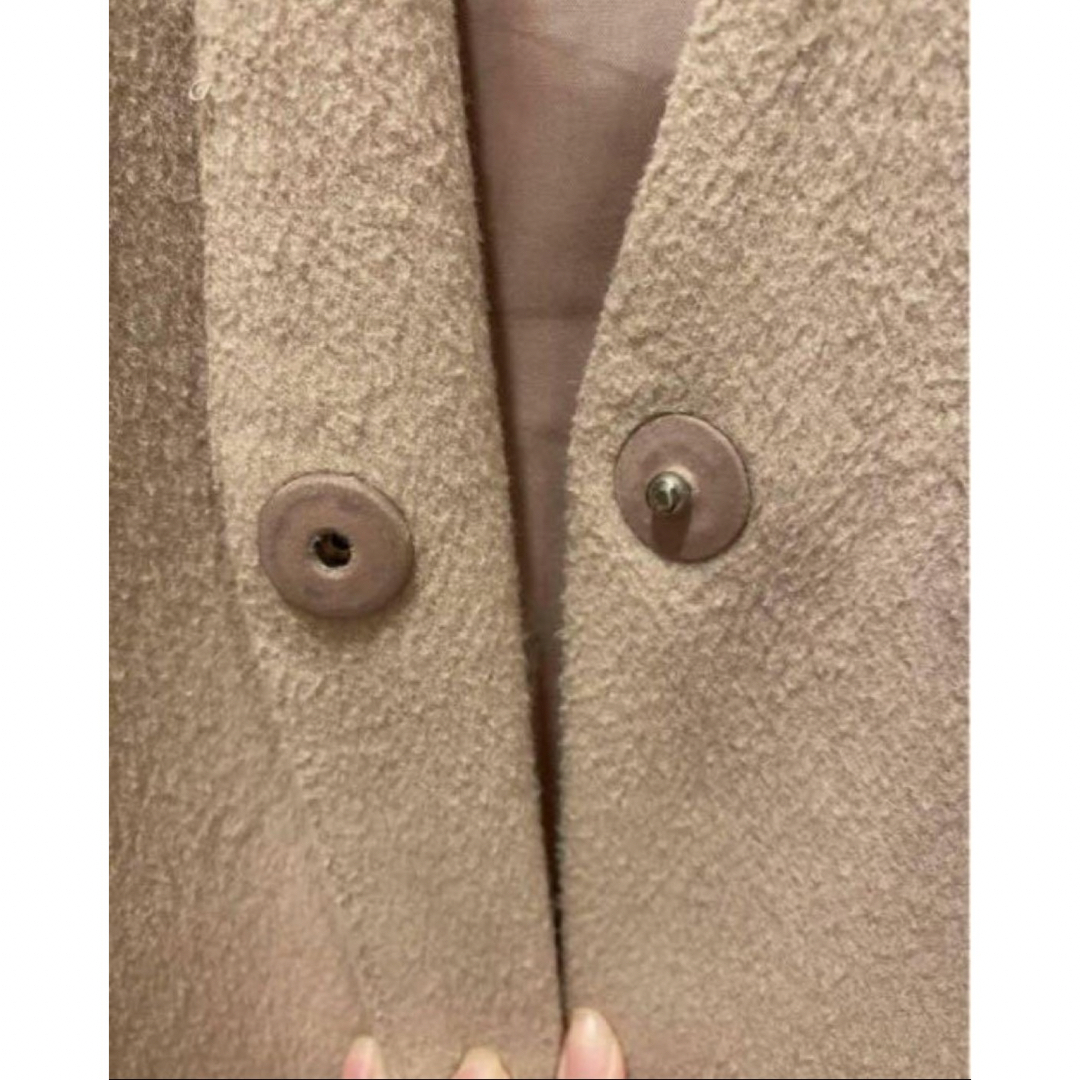 ポケットフェイクファーVネックコート ピンク レディースのジャケット/アウター(毛皮/ファーコート)の商品写真
