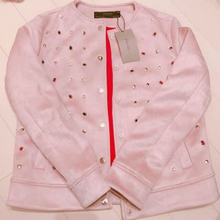 ザラ(ZARA)のzara スタッズ付きスエード風ジャケット(ノーカラージャケット)