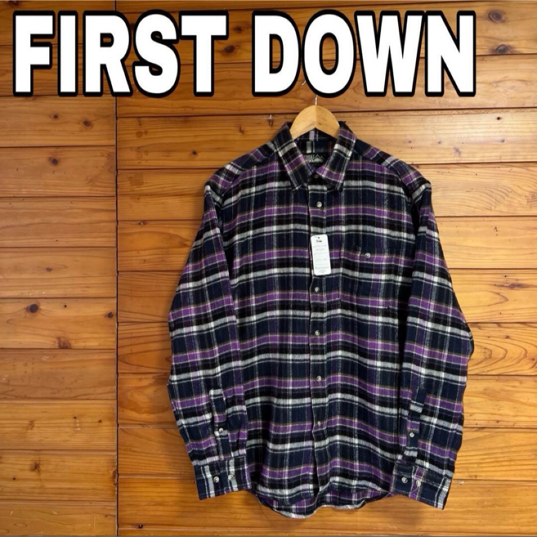 FIRST DOWN(ファーストダウン)のファーストダウン　チェック　ネルシャツ　紫 メンズのトップス(シャツ)の商品写真