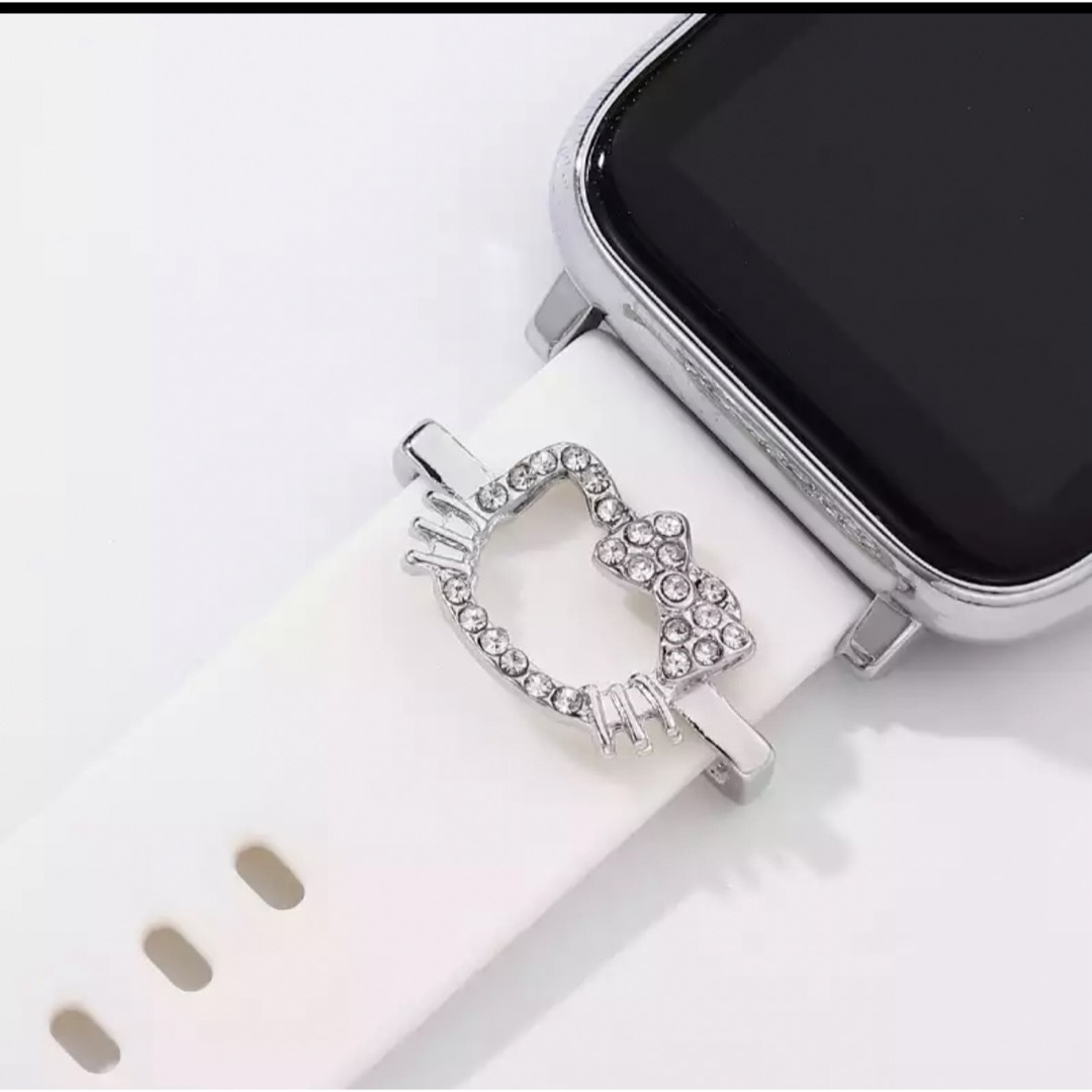 サンリオ(サンリオ)のApple Watchバンドチャーム キティーちゃん サンリオ ベルト 銀色 レディースのファッション小物(腕時計)の商品写真