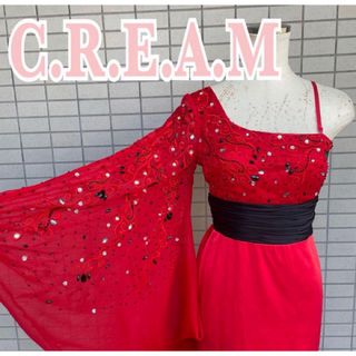 C.R.E.A.M  ロングドレス  ビジュー  レッド(ロングドレス)