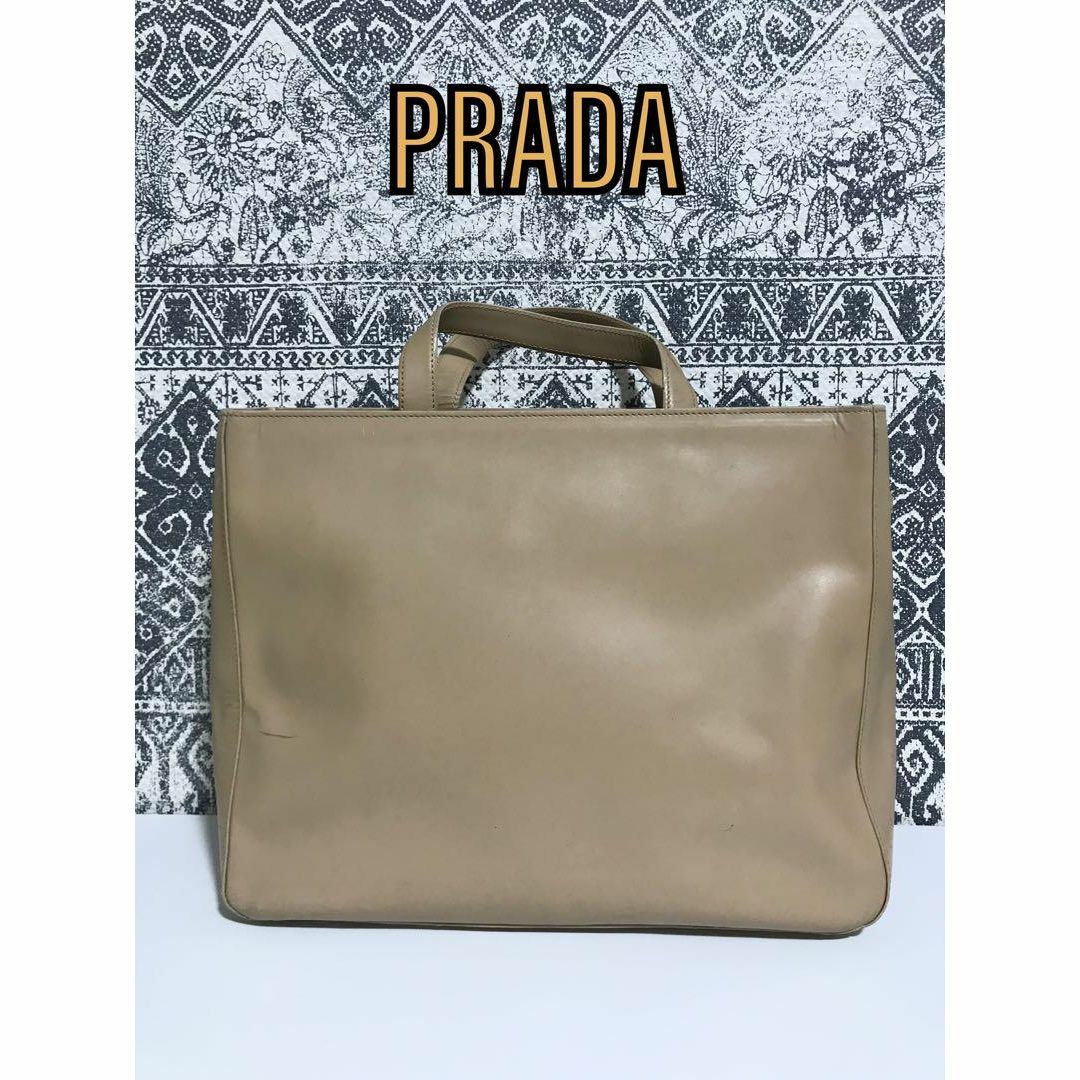 【良品】PRADA プラダ レザー 2WAY ショルダー ハンドバッグ ベージュ付属品ショルダーストラップ