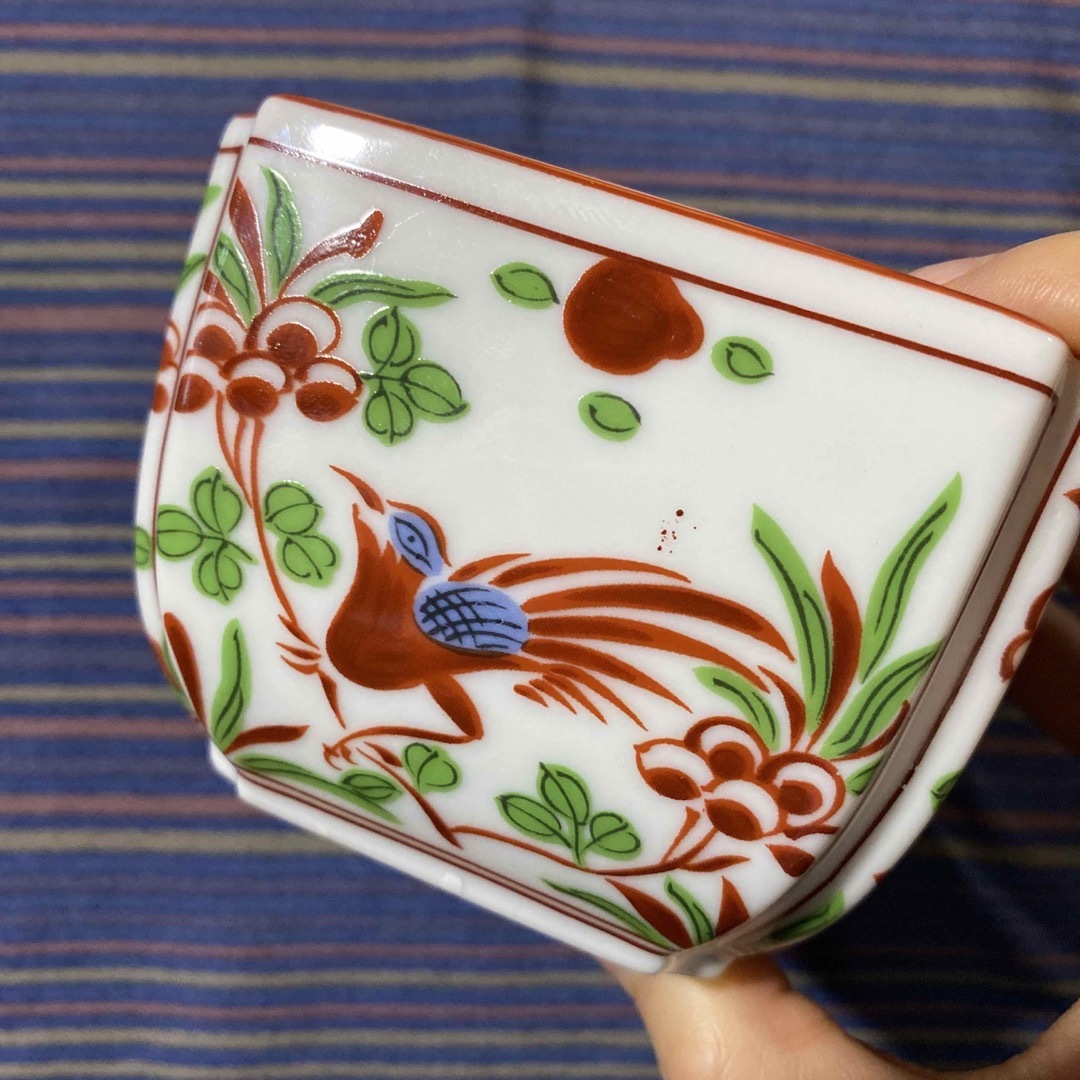 橘吉 たち吉 角鉢 5客セット 赤絵 色絵 五彩 花鳥 小鉢 昭和 橘吉 たち吉 角鉢 5客セット 赤絵 色絵 五彩 花鳥 小鉢 昭和