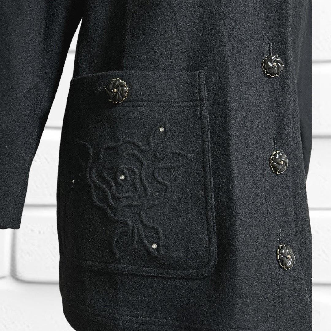 【 CAVALCANT】 ノーカラーコート 肩パッド入り 日本製 レトロ レディースのジャケット/アウター(ロングコート)の商品写真