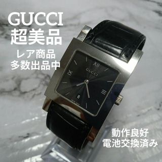 グッチ(Gucci)の644超美品　グッチ　腕時計　7900M.1　レザー　スクエア　クオーツ　黒系(腕時計(アナログ))