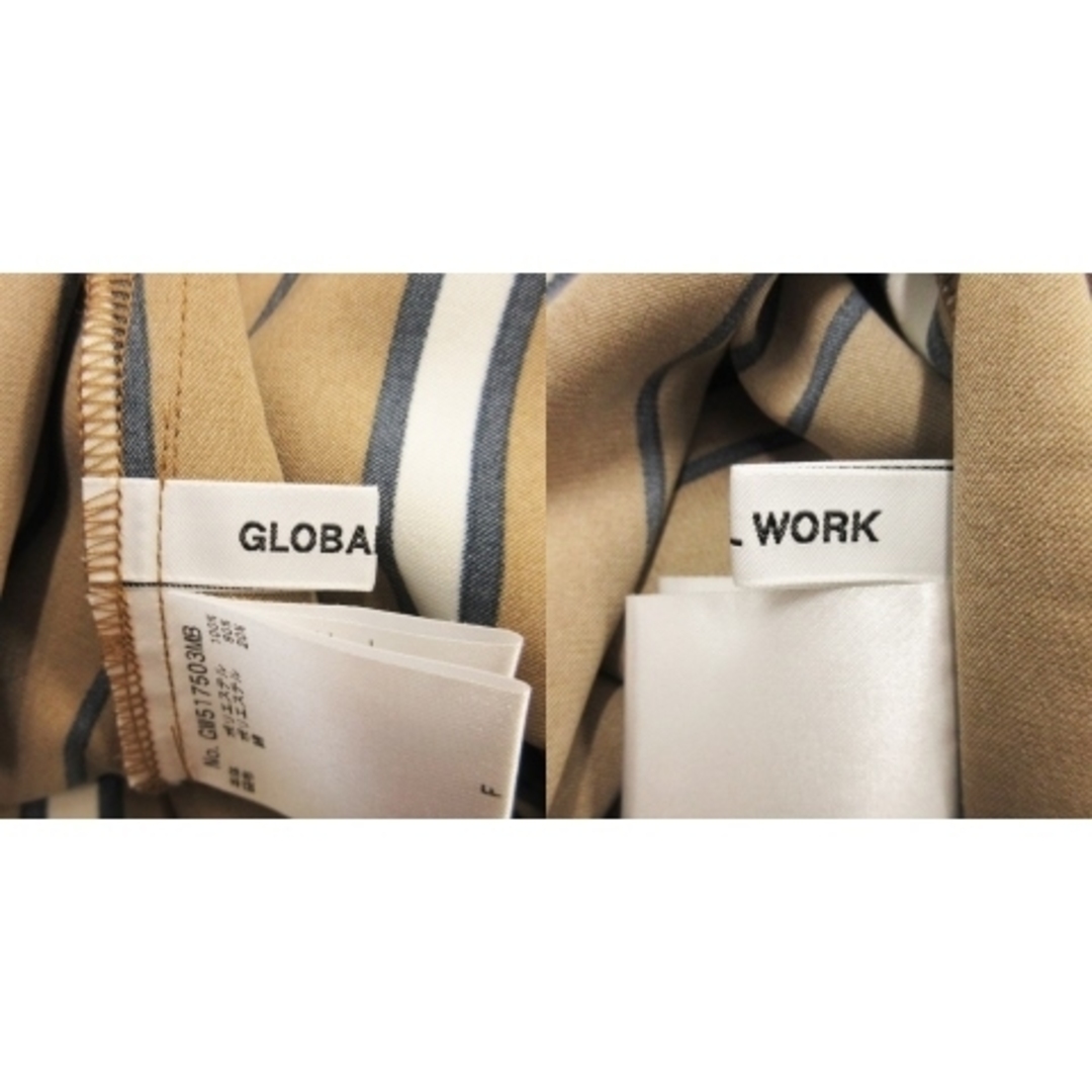 GLOBAL WORK(グローバルワーク)のグローバルワーク パンツ ワイド スカーチョ ハイウエスト ストライプ F 茶 レディースのパンツ(その他)の商品写真