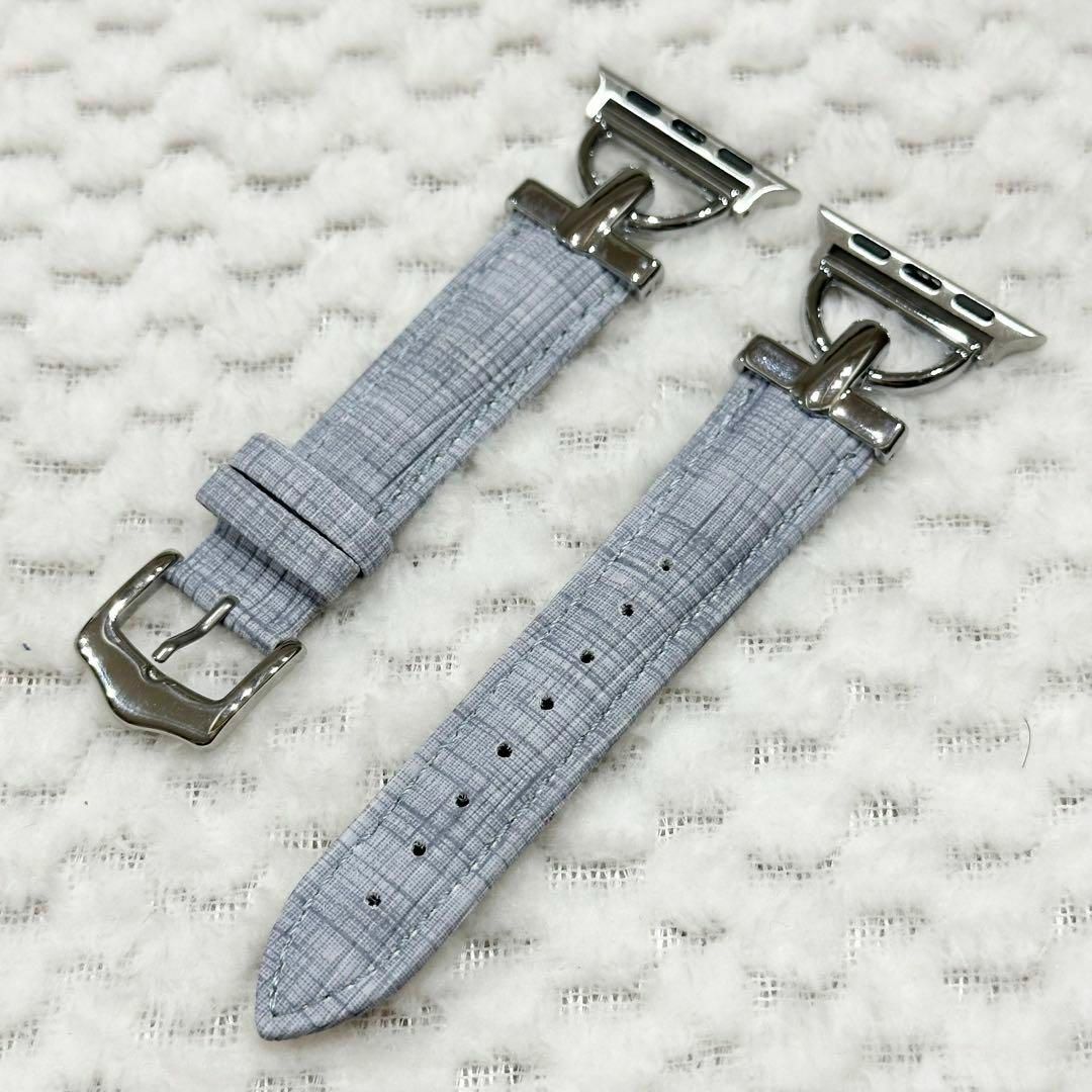 Applewatch フェイクレザー バンド ベルト 水色 ブルー 木目調 レディースのファッション小物(腕時計)の商品写真