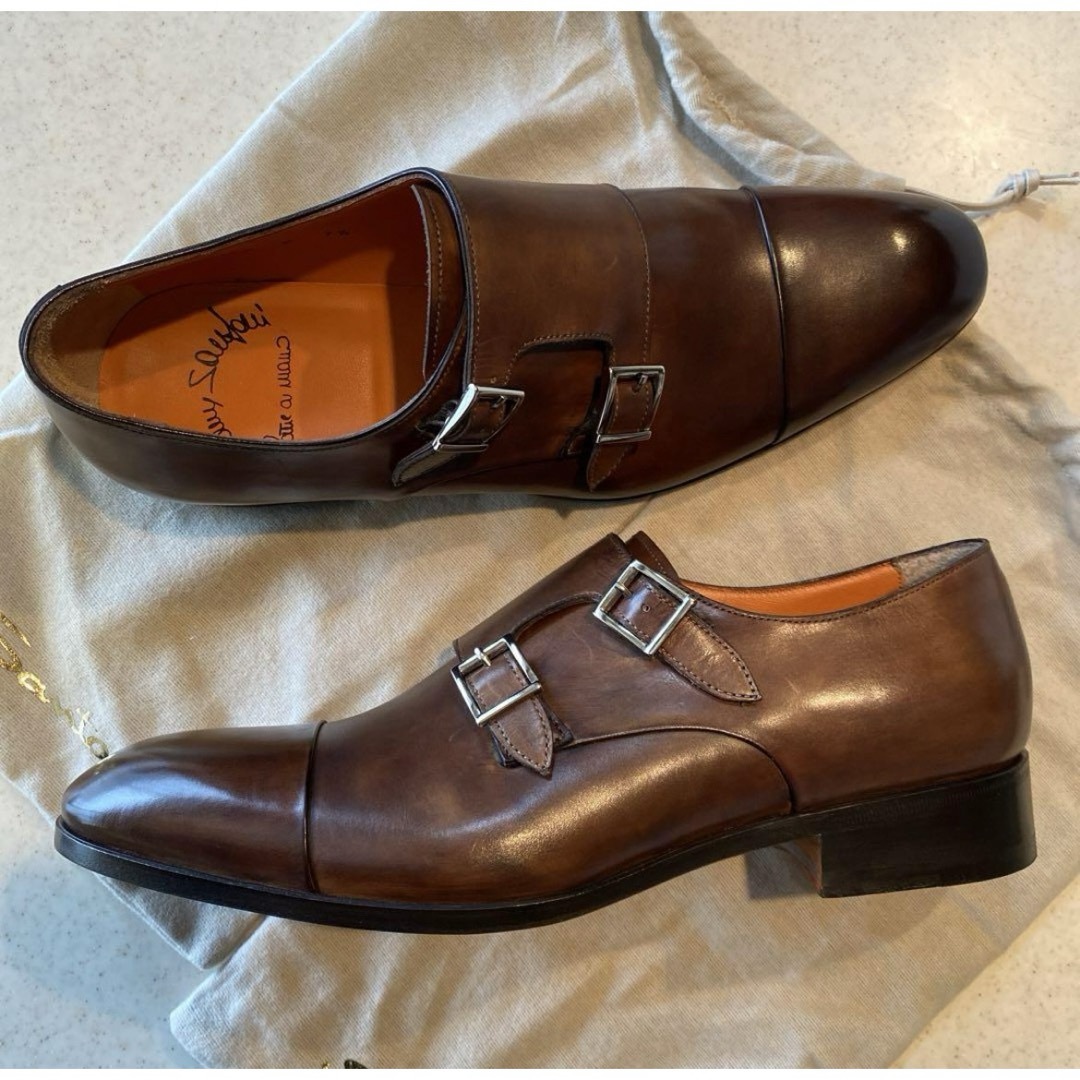 Santoni(サントーニ)のサントーニ　SANTONI ダブルモンク　ブラウン系　サイズUK7.5 メンズの靴/シューズ(ドレス/ビジネス)の商品写真