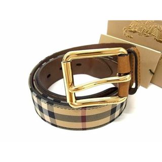 バーバリー(BURBERRY)の■新品同様■ BURBERRY バーバリー ノバチェック PVC ゴールド金具 ベルト 表記サイズ 38/95 レディース メンズ ブラウン系 AT5903 (その他)