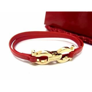 サルヴァトーレフェラガモ(Salvatore Ferragamo)の■新品■未使用■ Salvatore Ferragamo フェラガモ ダブルガンチーニ レザー 2連 ブレスレット チョーカー アクセサリー レッド系 AT5818 (その他)