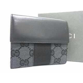 グッチ(Gucci)の■新品同様■ GUCCI グッチ 035 2149 2089 GGキャンバス×レザー 二つ折り 財布 ウォレット 小銭入れ 札入れ ブラック系 AU5080 (長財布)