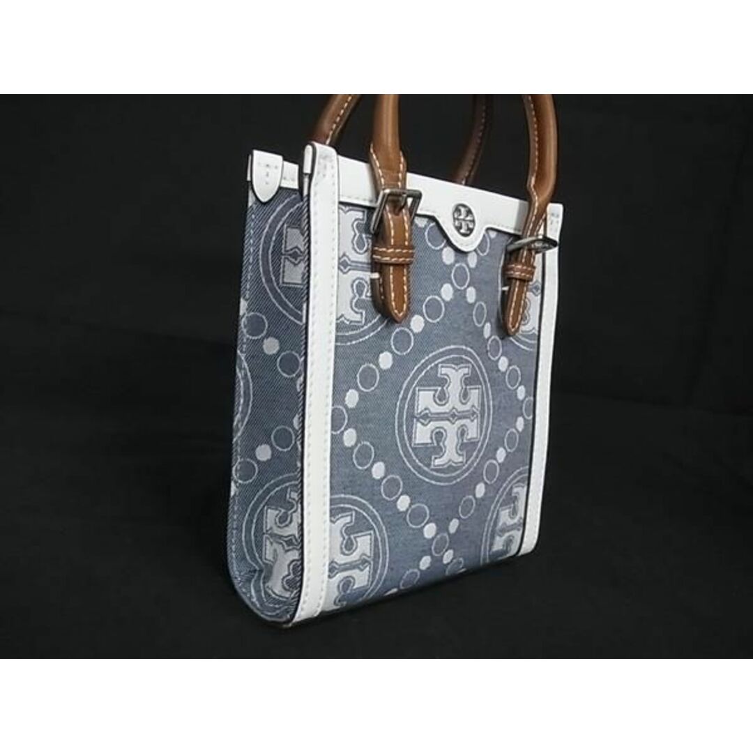 Tory Burch(トリーバーチ)の■極美品■TORY BURCH トリーバーチ レザー×キャンバス 2WAY クロスボディ ショルダー ハンドバッグ ホワイト系×ブルー系 AT4706  レディースのバッグ(ハンドバッグ)の商品写真