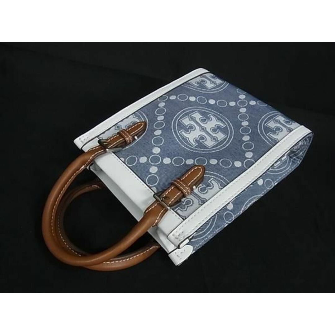 Tory Burch(トリーバーチ)の■極美品■TORY BURCH トリーバーチ レザー×キャンバス 2WAY クロスボディ ショルダー ハンドバッグ ホワイト系×ブルー系 AT4706  レディースのバッグ(ハンドバッグ)の商品写真