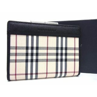 バーバリー(BURBERRY)の■新品■未使用■ BURBERRY バーバリー ノバチェック ナイロンキャンバス×レザー 二つ折り がま口 財布 ベージュ系×ブラック系 AU5137 (財布)