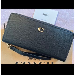 コーチ(COACH)の新品　COACH 長財布　ブラック　ワンポイント　ラウンドファスナー　小銭入れ有(財布)