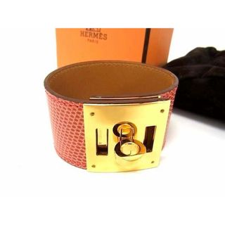 エルメス(Hermes)の■極美品■ ■極上■本物■美品■ HERMES エルメス ケリードッグ リザード シルバー金具 ブレスレット T刻印 2015年 レッド系 AW0844(ブレスレット/バングル)