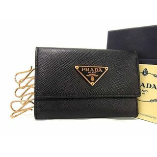 プラダ(PRADA)の■極美品■ PRADA プラダ 1M0222 サフィアーノレザー 6連 キーケース 鍵入れ メンズ レディース ブラック系 BI0464 (その他)