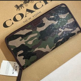 コーチ(COACH)の新品　COACH 長財布　カモフラージュ　迷彩柄　ラウンドファスナー　小銭入れ有(財布)