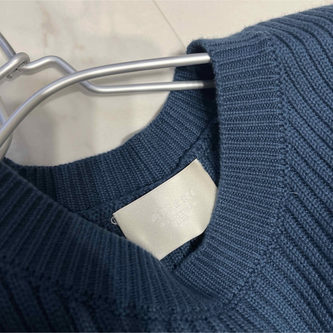 Ameri VINTAGE(アメリヴィンテージ)の美品　アメリヴィンテージ MEDI SWAY RIB KNIT ブルー　洗える レディースのトップス(ニット/セーター)の商品写真