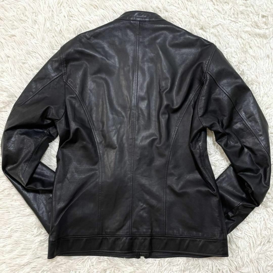 Paul Smith(ポールスミス)の極美品 XL PSポールスミス 羊革 シングル ライダース ジャケット 黒 LL メンズのジャケット/アウター(レザージャケット)の商品写真