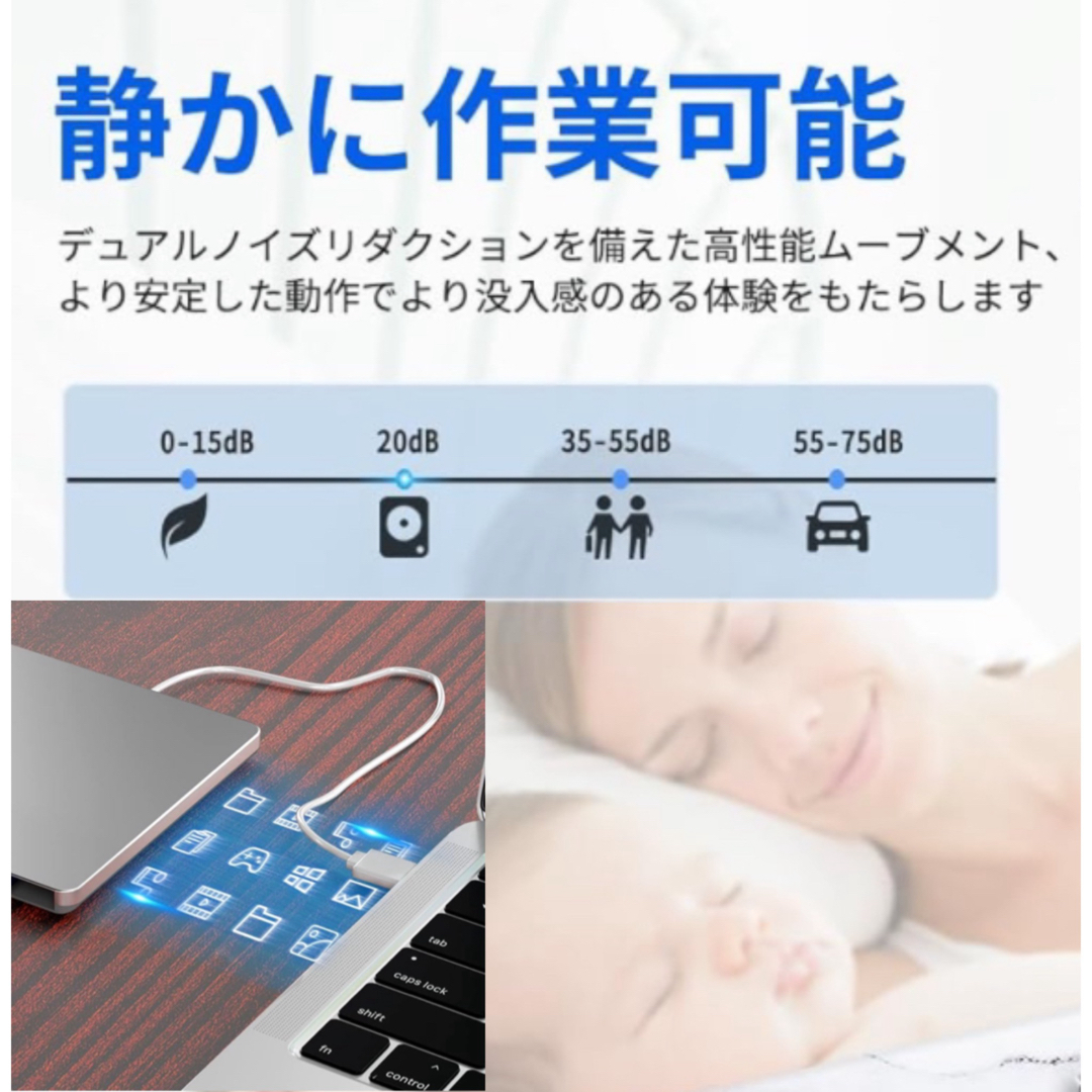 外付けCD/DVDドライブUSB3.0 ポータブルcdプレーヤー＋type c付 スマホ/家電/カメラのテレビ/映像機器(DVDプレーヤー)の商品写真