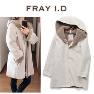 フレイアイディー(FRAY I.D)のFRAY I.D◆フェイク ムートン コート◆ミディアム丈 ボア 裏起毛 美品(ロングコート)