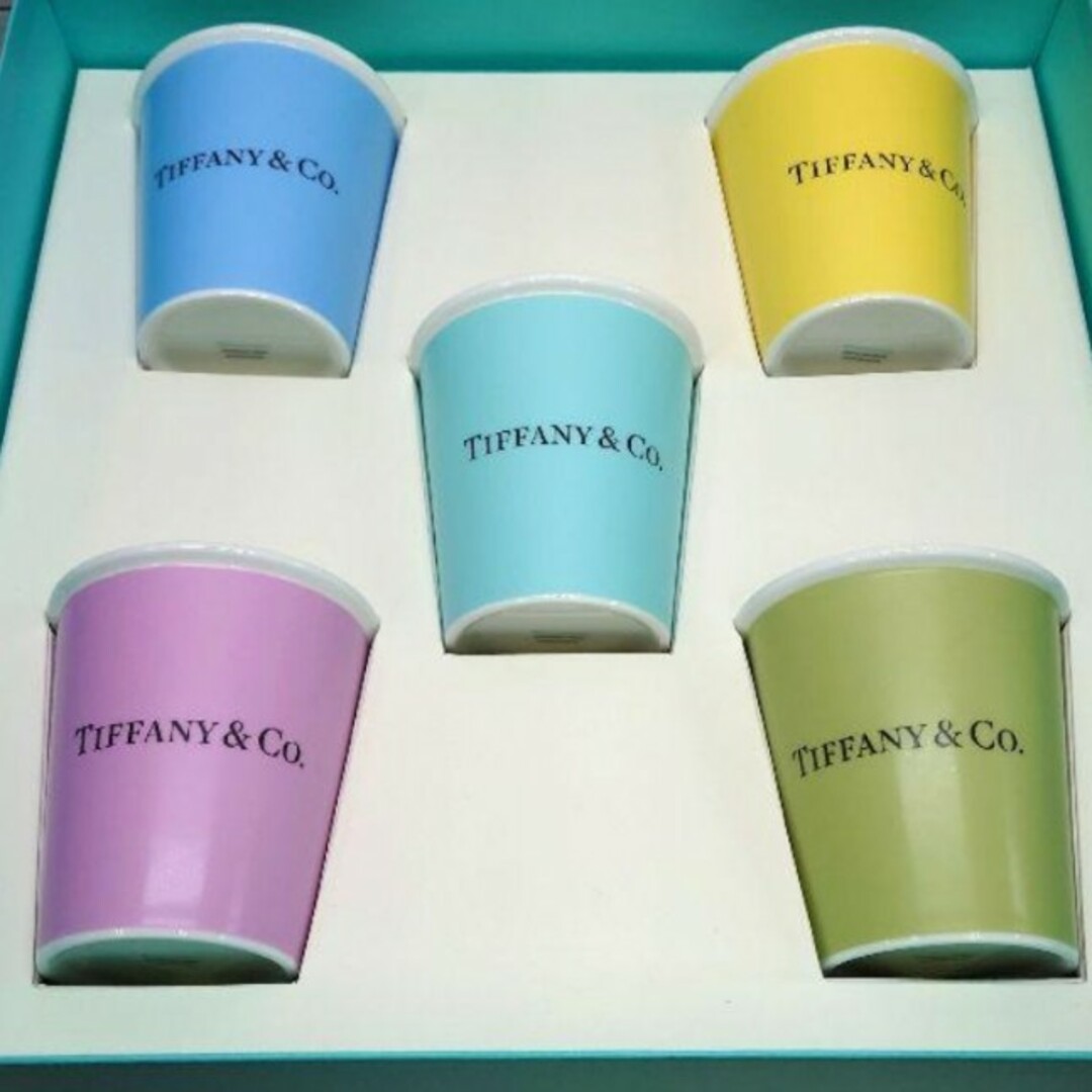 ティファニー コーヒー カップボーンチャイナ ５個セット ペーパーカップ
