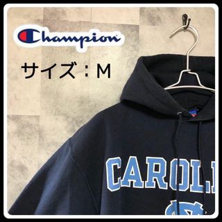 チャンピオン(Champion)のUS/EU輸入　海外古着　Champion  プルオーバーパーカー　M　ネイビー(パーカー)