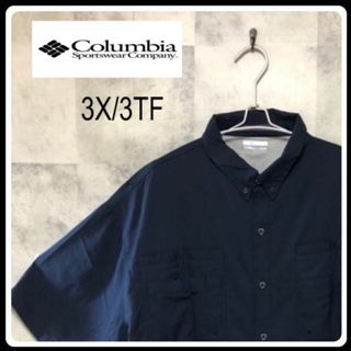 コロンビア(Columbia)のUS/EU輸入古着  Columbia  フィッシングシャツ  ネイビー　３XL(シャツ)