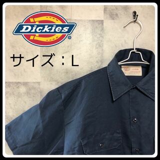 ディッキーズ(Dickies)のUS/EU輸入　海外古着　Dickies  ワークシャツ　L　ネイビー(シャツ)