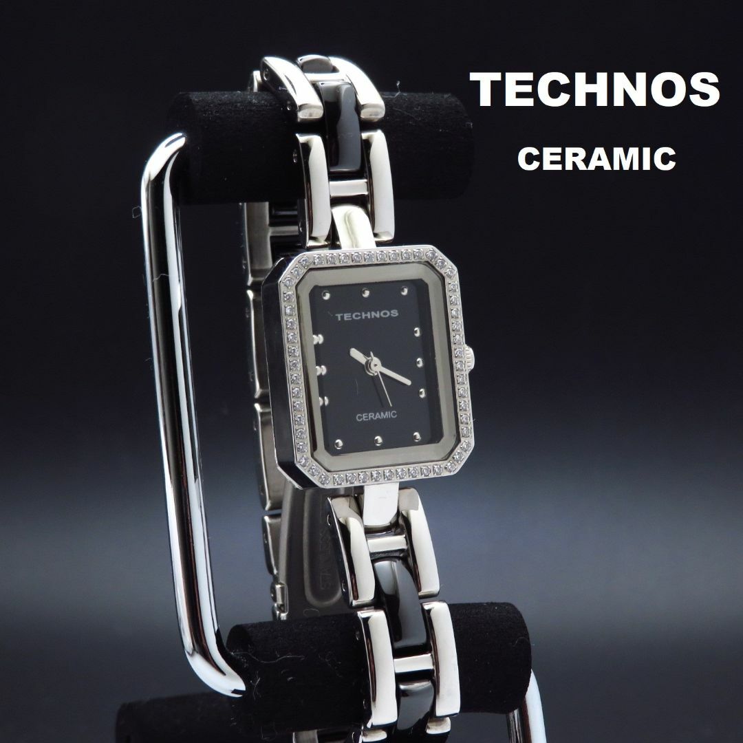 TECHNOS(テクノス)のTECHNOS CERAMIC 腕時計 キラキラベゼル ブラックダイアル レディースのファッション小物(腕時計)の商品写真