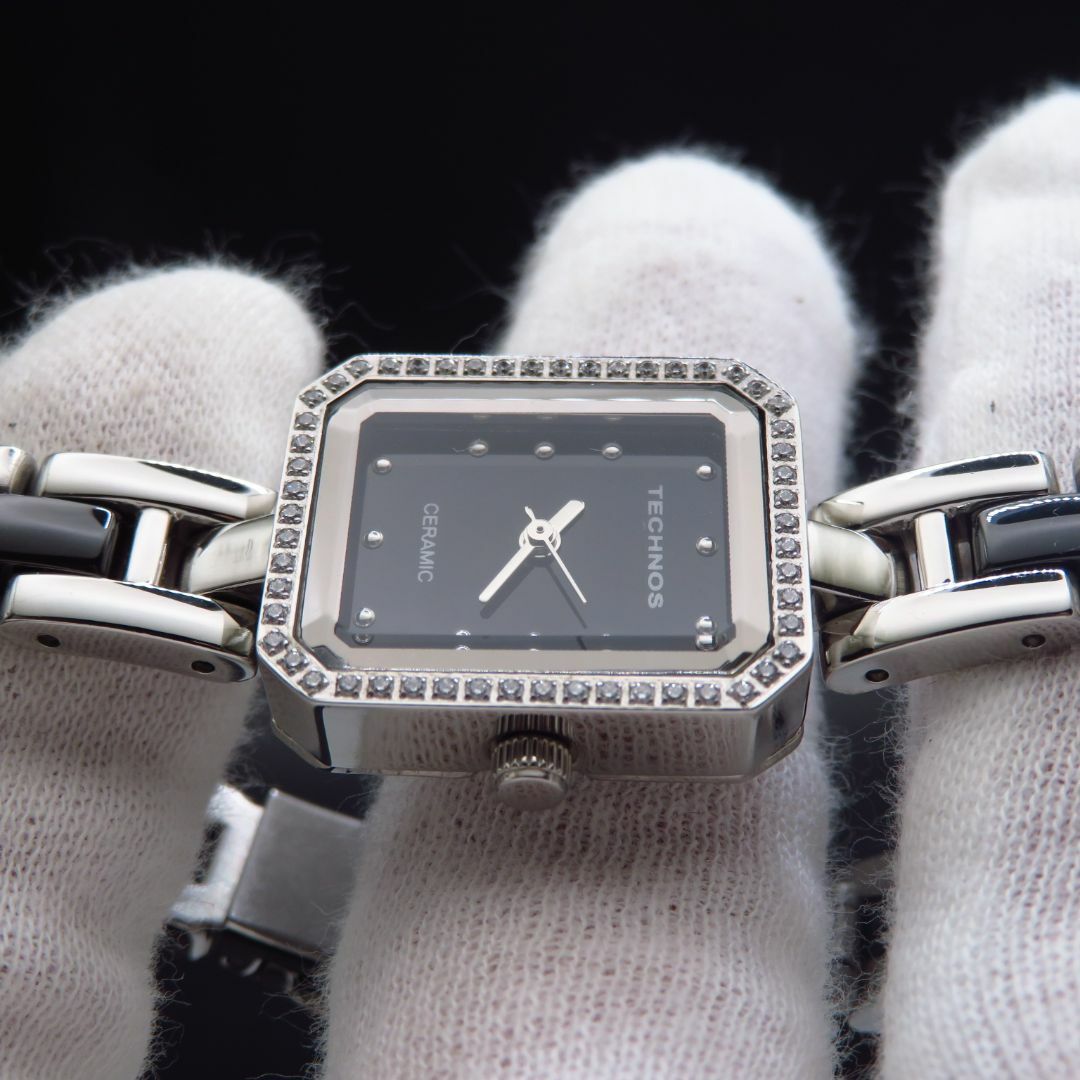 TECHNOS(テクノス)のTECHNOS CERAMIC 腕時計 キラキラベゼル ブラックダイアル レディースのファッション小物(腕時計)の商品写真