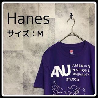 ヘインズ(Hanes)のHanes　カレッジロゴ　Tシャツ　M　パープル(Tシャツ/カットソー(半袖/袖なし))