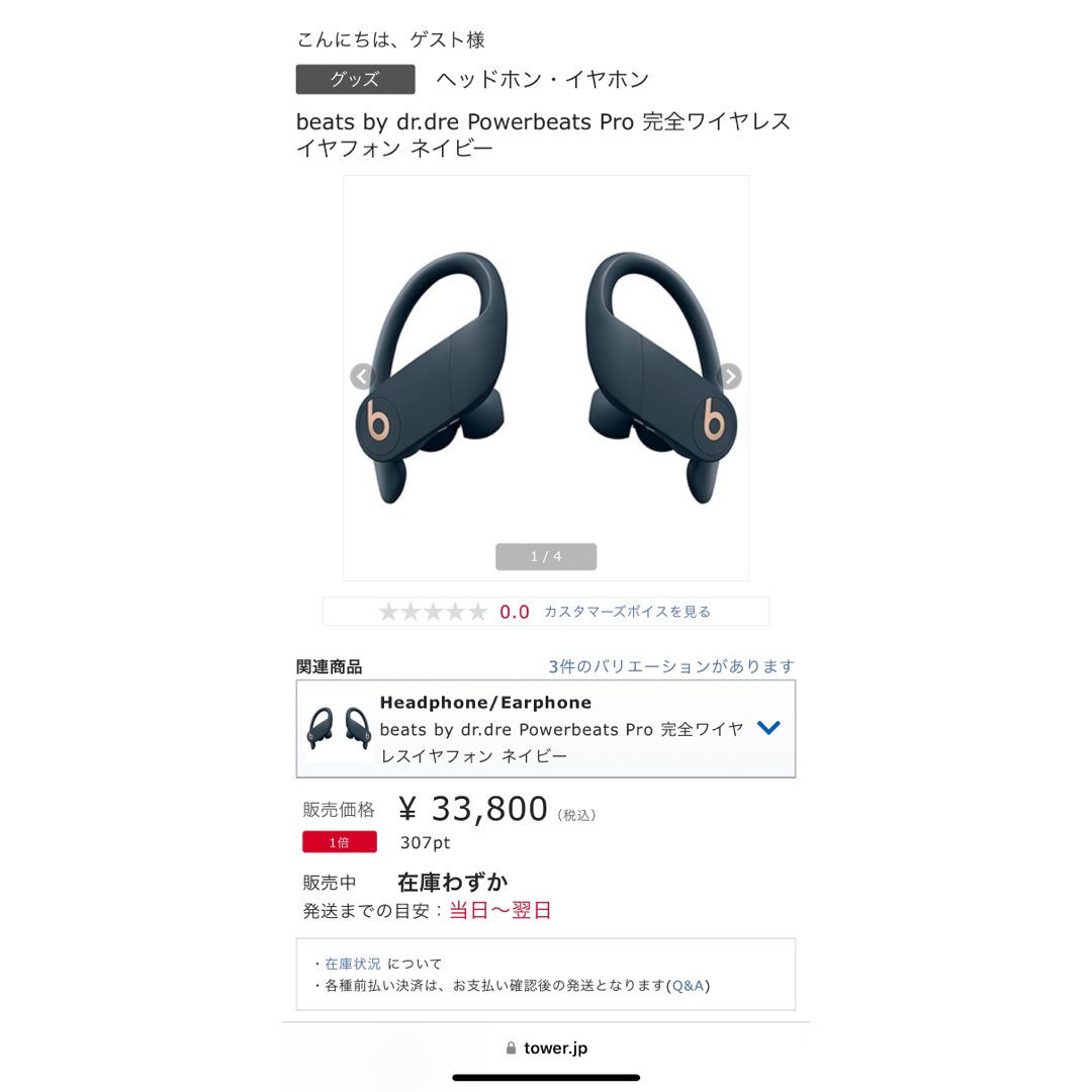 Beats by Dr Dre(ビーツバイドクタードレ)のBeats by Dr Dre POWERBEATS PRO MV702PA スマホ/家電/カメラのスマホアクセサリー(ストラップ/イヤホンジャック)の商品写真