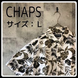 チャップス(CHAPS)の海外古着　CHAPS　ボタンダウンシャツ　ボタニカル　半袖　L(シャツ)