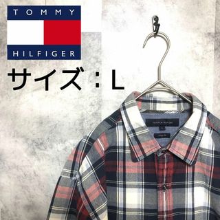 トミーヒルフィガー(TOMMY HILFIGER)の海外古着　トミーヒルフィガー　チェック長袖シャツ　L(シャツ)