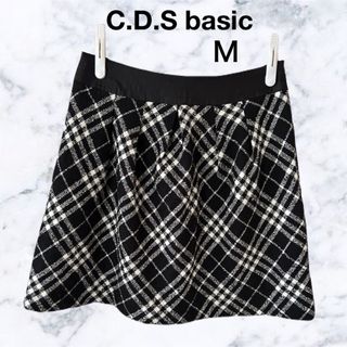 シーディーエスベーシック(C.D.S BASIC)のC.D.Sベーシック　ミニスカート　Ｍ　マドラスチェック(ひざ丈スカート)