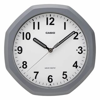 【色: グレー】CASIOカシオ 掛け時計 電波時計 グレー アナログ 自動点灯(置時計)
