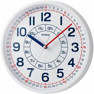 MAGマグ 掛け時計 知育 アナログ よーめる プラスチック風防 ホワイト W-(置時計)