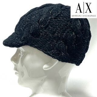 【美品】ARMANI EXCHANGEアルマーニ ローケージ ラメニットキャップ