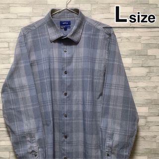 シャツ(shirts)のシャツ　長袖　チェック柄　ライトブルー　水色　ドレスシャツ　USA古着　APT9(シャツ)