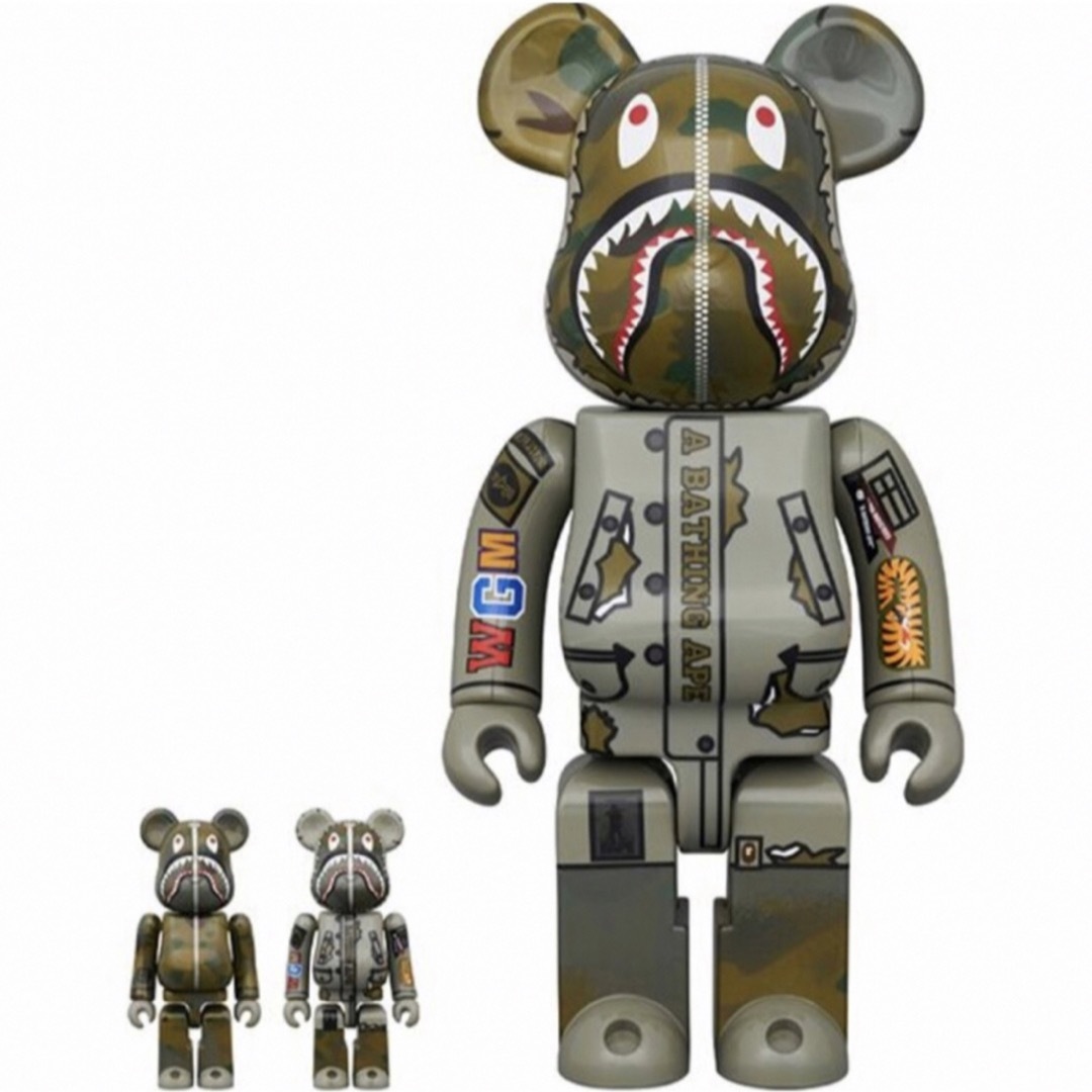 BE@RBRICK(ベアブリック)のBE@RBRICK BAPE ALPHA CAMO SHARK 100%400% ハンドメイドのおもちゃ(フィギュア)の商品写真