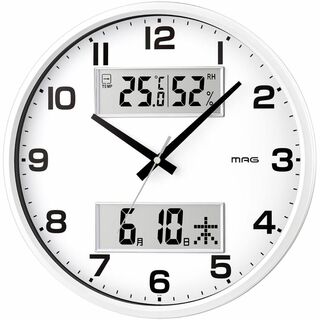 MAGマグ 掛け時計 アナログ ダブルポスト 静音 連続秒針 温度 湿度 日付 (置時計)