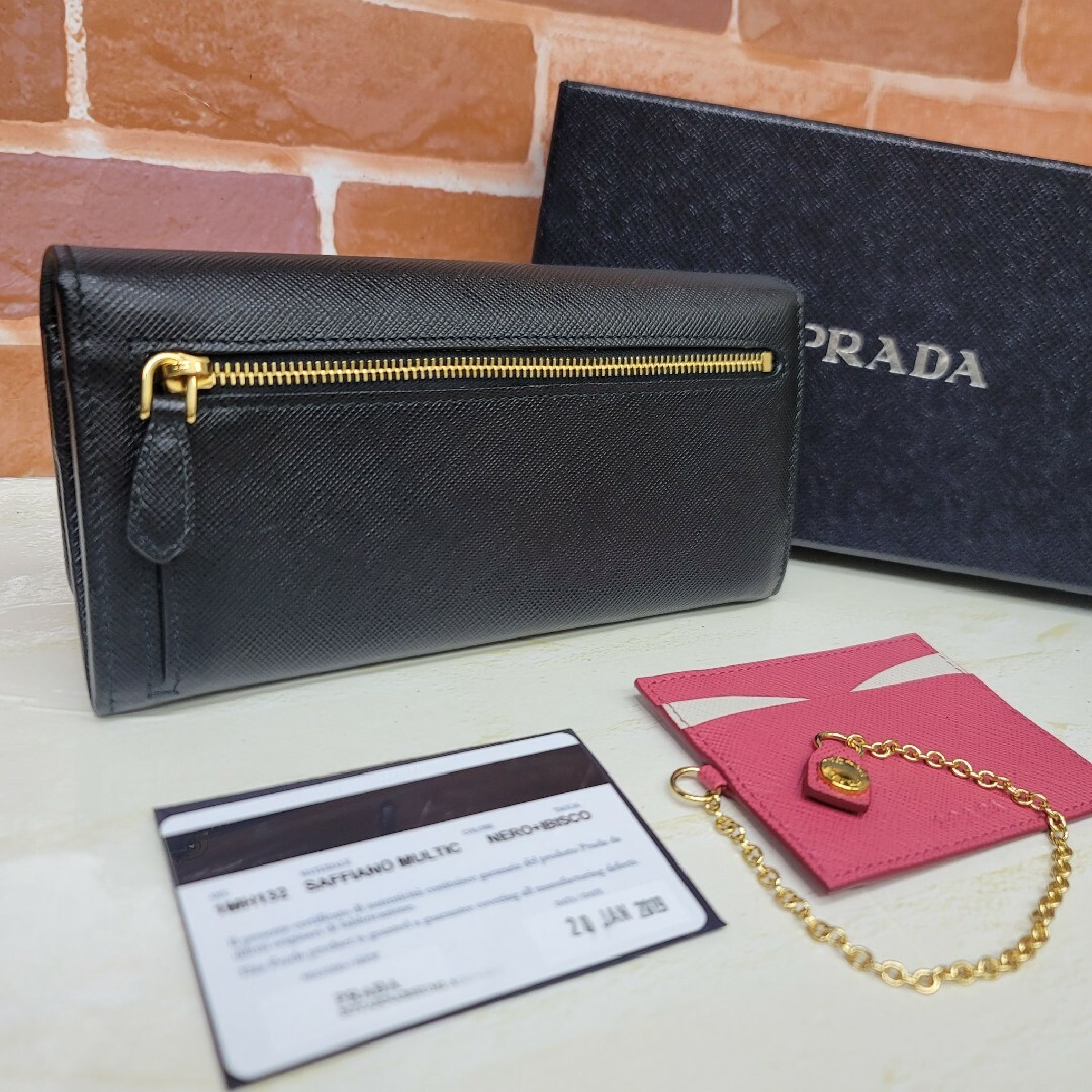 新品未使用 正規品 PRADA サフィアーノ ブラック 黒 バイカラー 財布