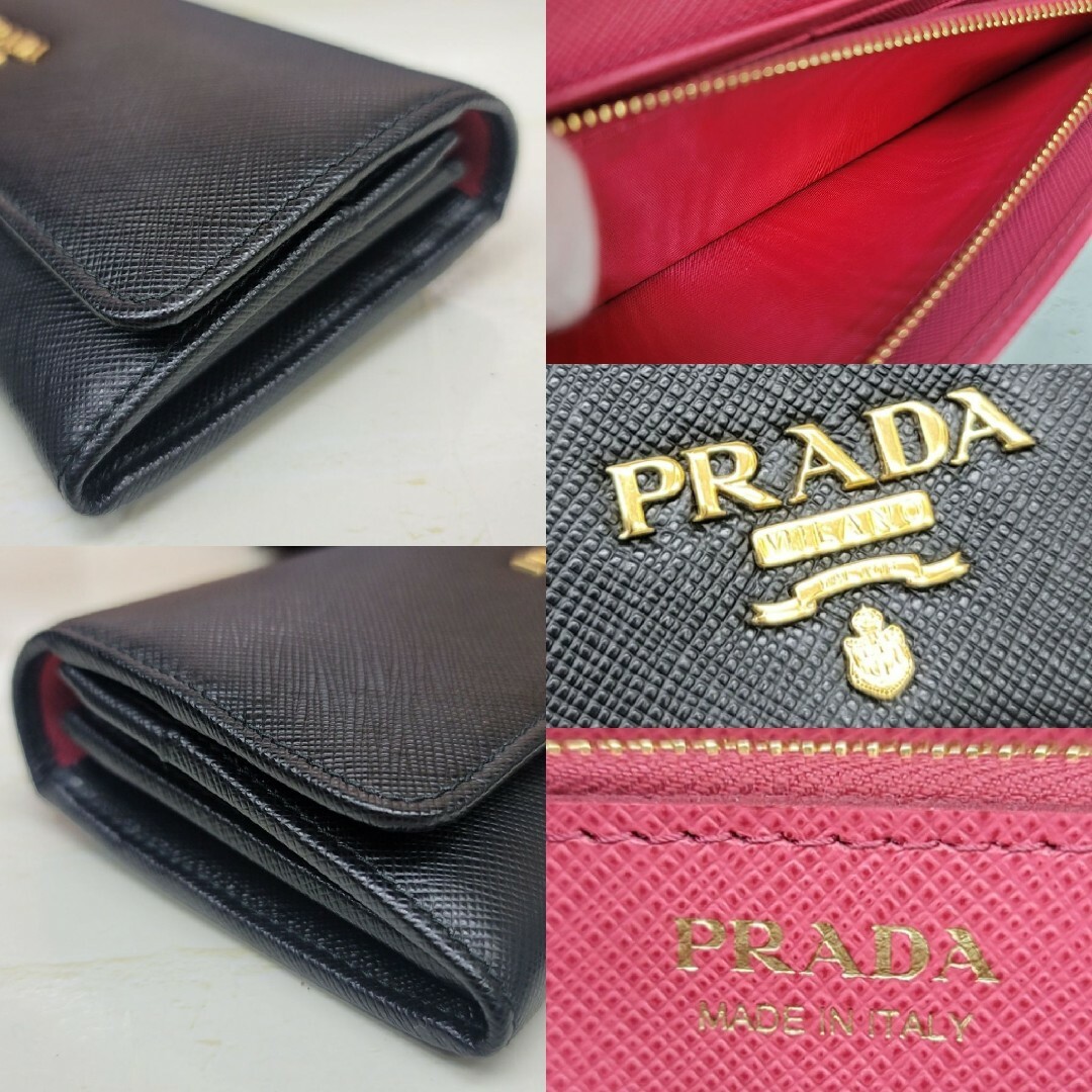 新品未使用 正規品 PRADA サフィアーノ ブラック 黒 バイカラー 財布