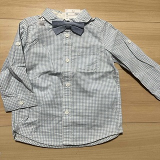 エイチアンドエム(H&M)の新品タグ付き☆蝶ネクタイ付きシャツ　80(シャツ/カットソー)