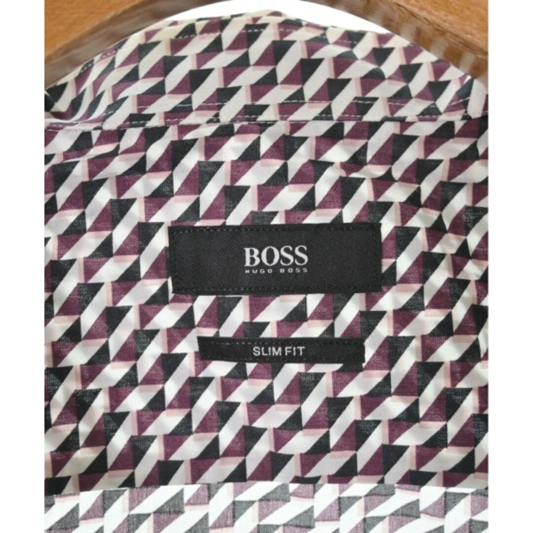 卸売価格の販売 HUGO BOSS カジュアルシャツ 38(S位) 白x赤紫x黒等(総柄) 【古着】