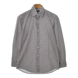 ヒューゴボス(HUGO BOSS)のHUGO BOSS カジュアルシャツ 38(S位) 白x赤紫x黒等(総柄) 【古着】【中古】(シャツ)