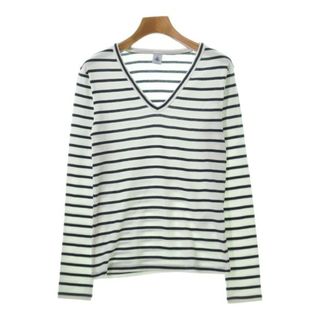 プチバトー(PETIT BATEAU)のPETIT BATEAU Tシャツ・カットソー XS 白x紺(ボーダー) 【古着】【中古】(カットソー(半袖/袖なし))